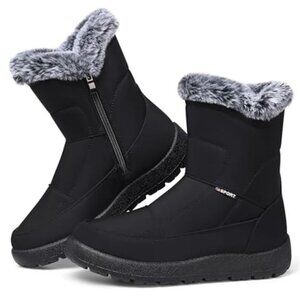 Women Snow Boots Waterproof Fur Lined Anti Slip Ankle Booties Winter Warm Zip
